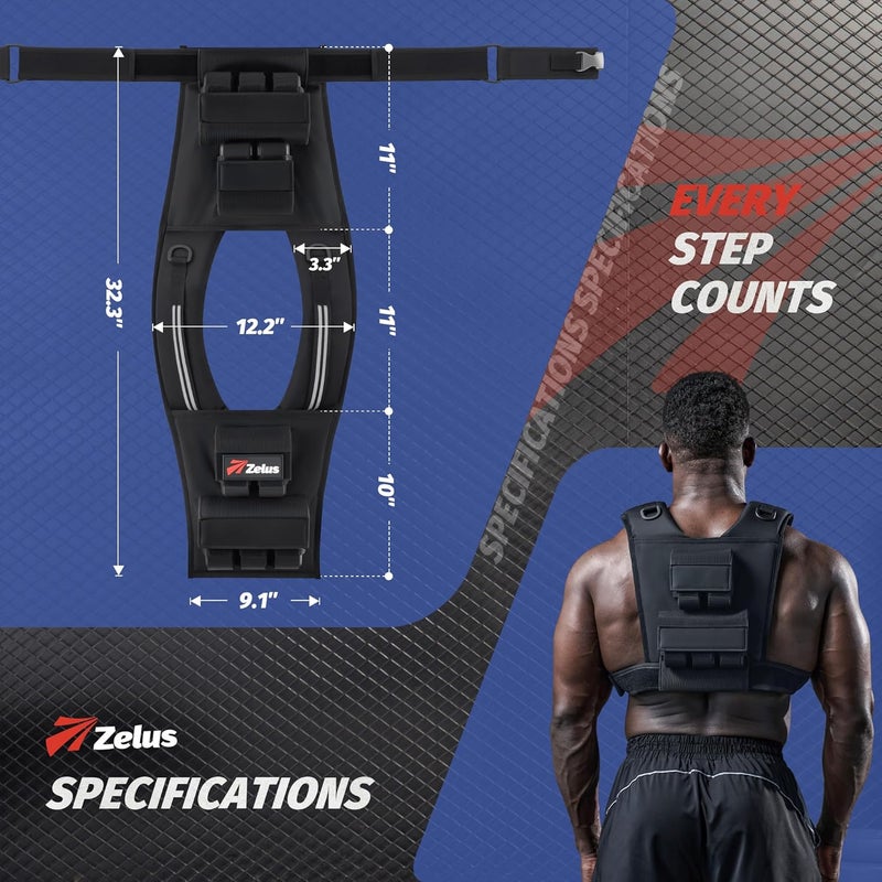 ZELUS Weighted Vest Men, 23/36/45 lb. Weight Vest with 10/16/20 Adjustable Iron Weights for Muscle Building Strength & Functional Training, Weighted Vest for Men with Reflective Strips. - Image 2
